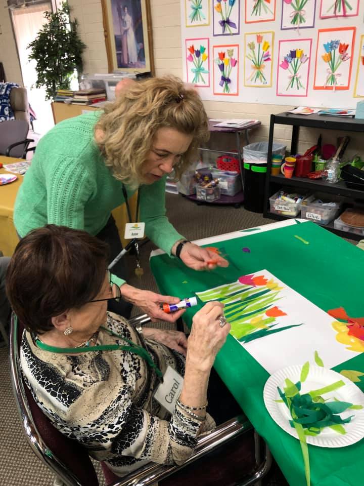 Carol enjoys all of the art activities she does daily at Aspen Senior Day Center.